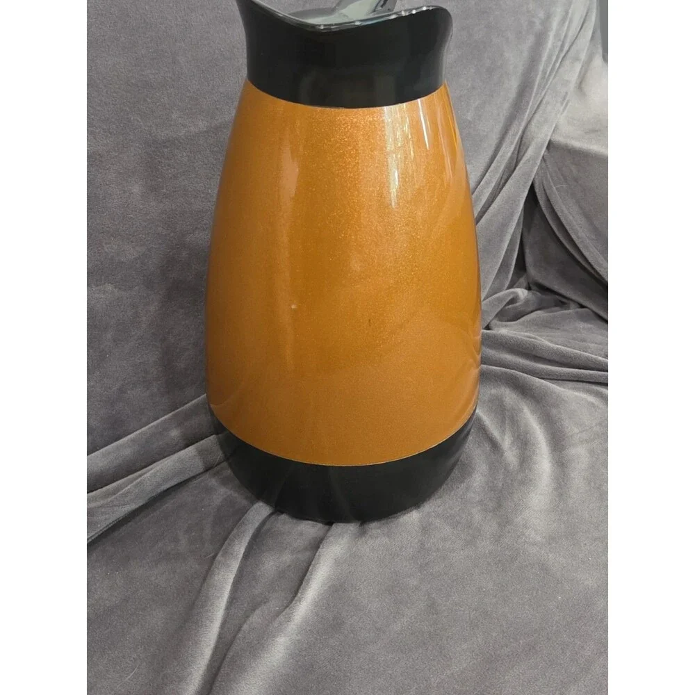 Mid Century Vintage West Bend Thermo-Serv Gold & Black Hot Cold Insulated Carafe
